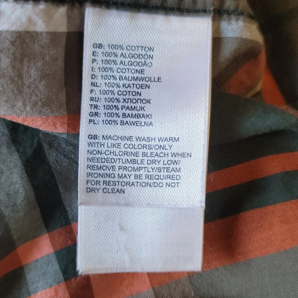 The North Face Plaid Shirt Mens XL Orange Grey Long Sleeve Button Down Cotton